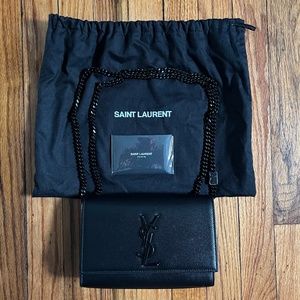 Kate Small YSL Grain de Poudre Chain Shoulder Bag, Black Hardware